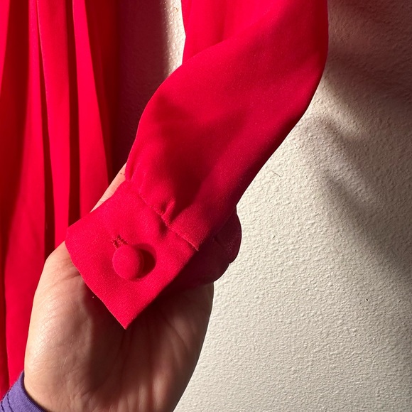 Vintage 70s or 80s fushia pleated dress with elastic waistband size 4 - Picture 7 of 10